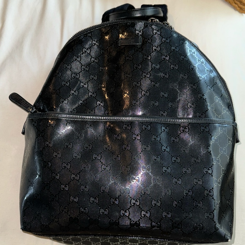 Pre owned Gucci GG black backpack, as shown in pictures.